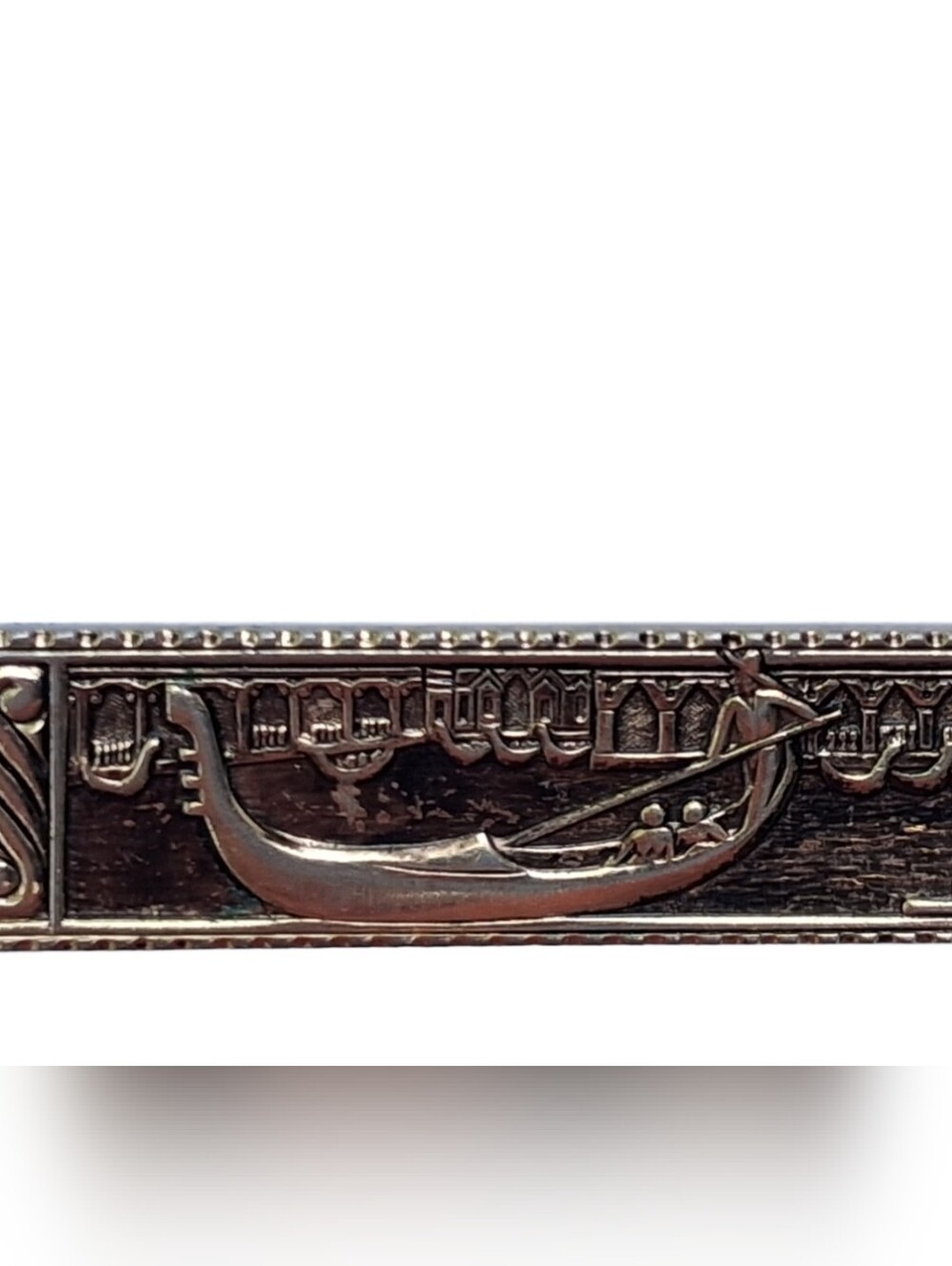 Vintage Venice Gondola Tie Bar Clip Gold Tone Italian Souvenir Travel Scene - Picture 3 of 7